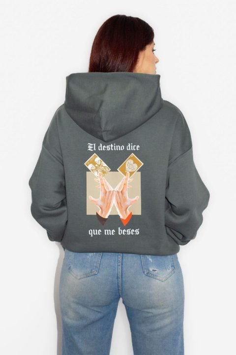 sudadera el destino dice que me beses femenina grey