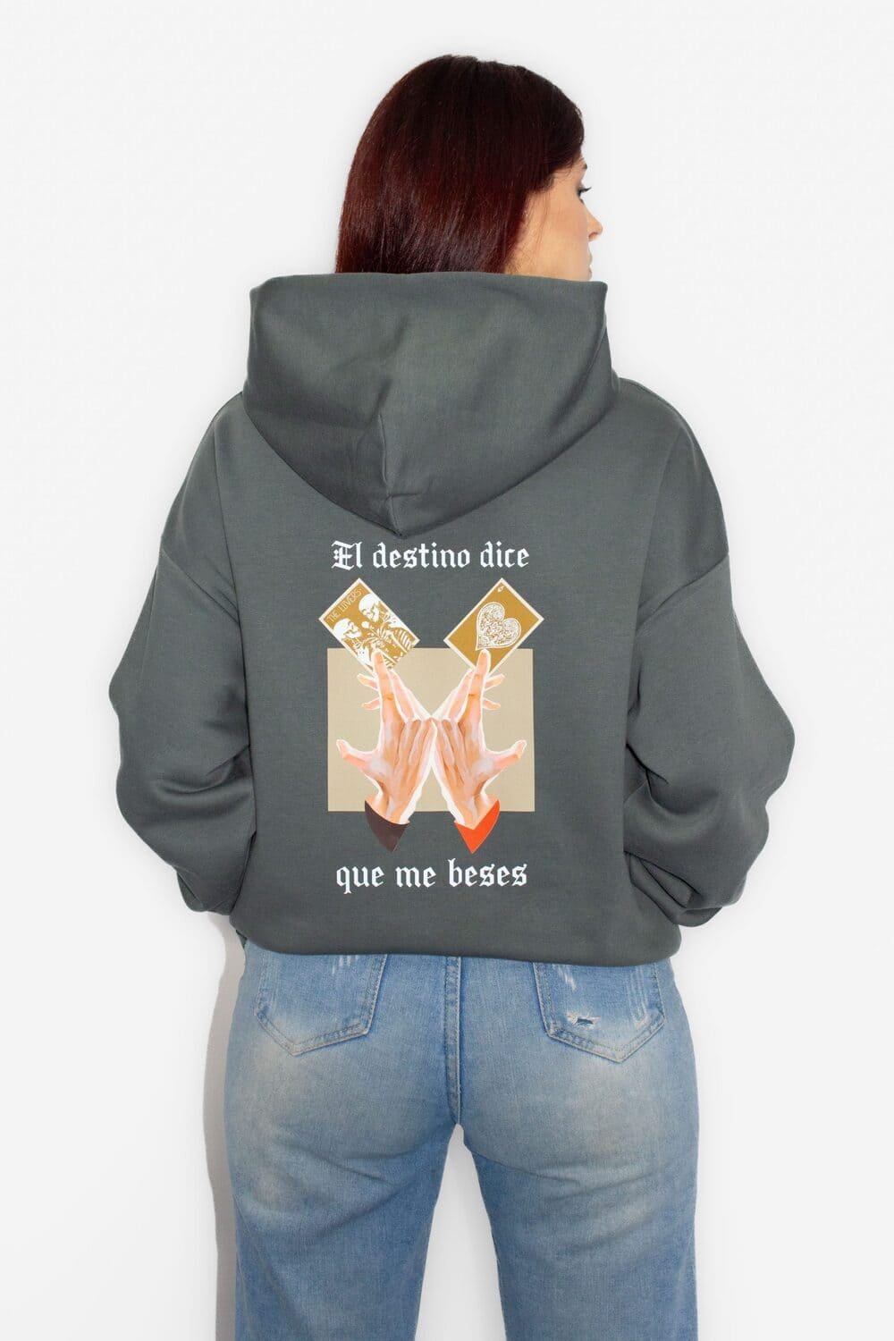 sudadera el destino dice que me beses femenina grey