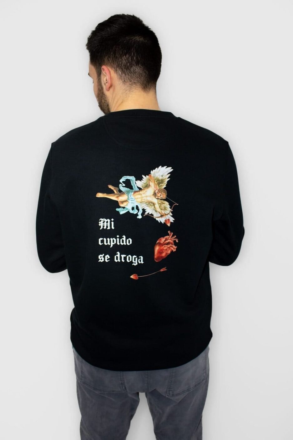 sudadera black mi cupido se droga masculina