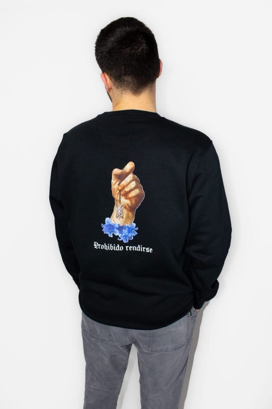 sudadera prohibido rendirse black masculina