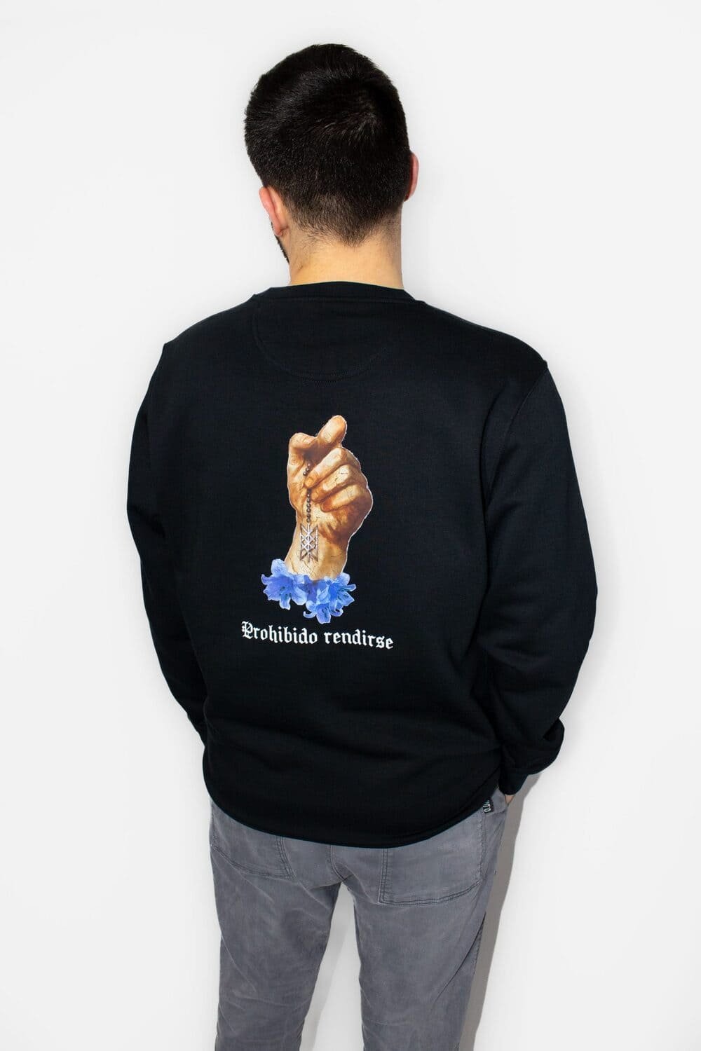 sudadera prohibido rendirse black masculina